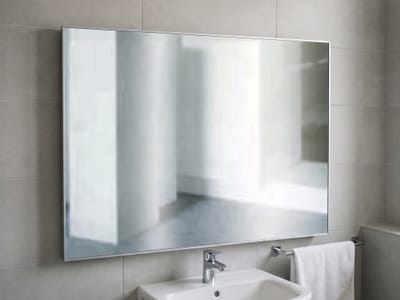Tükör infrapanel a fürdőszoba falán, a mosdó fölött
